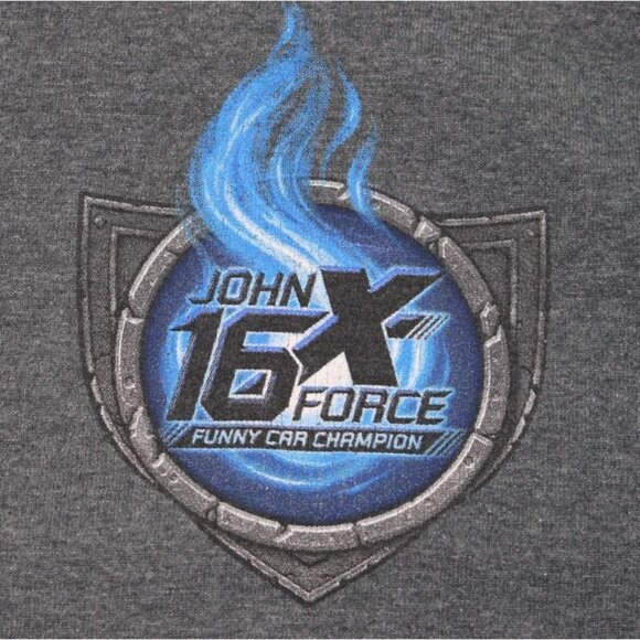 NHRA John Force 16X Funny Car Champion Large Gildan Ultra Cotton T-Shirt Gray - Picture 2 of 8